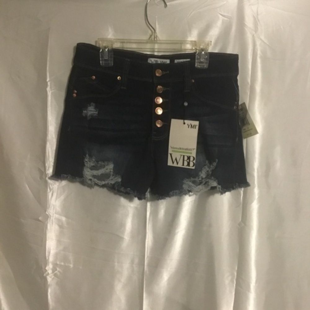 YMI Wanna Betta Butt High Rise Destroyed Raw Hem 5 button Jean Shorts 7